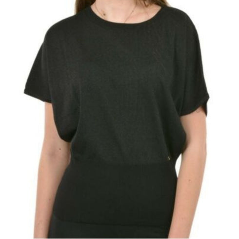 Maglia Donna elasticizzata con logo Nero YES ZEE- Francavilla Moda